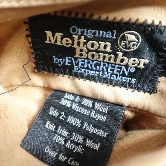 Vintage Melton Jacket XL Beige Bomber Harrington Reversible Wool Blend - Picture 16 of 16